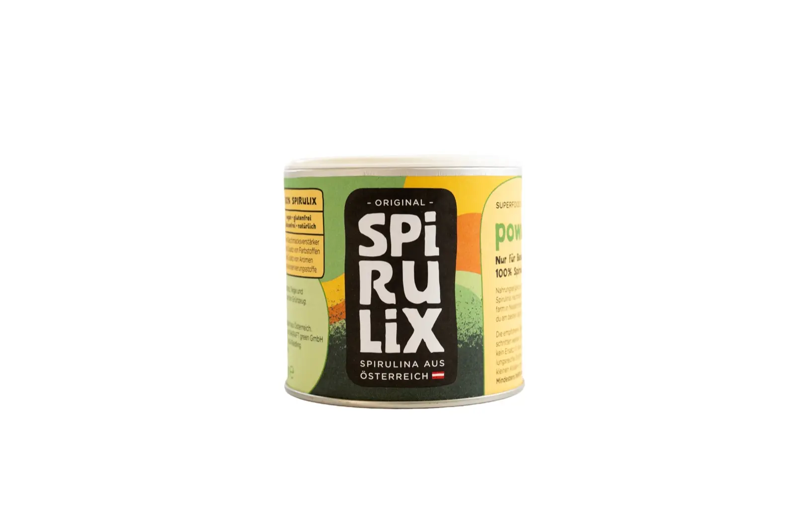 SPIRULIX Powder tin used as a Brand Atlas product reference