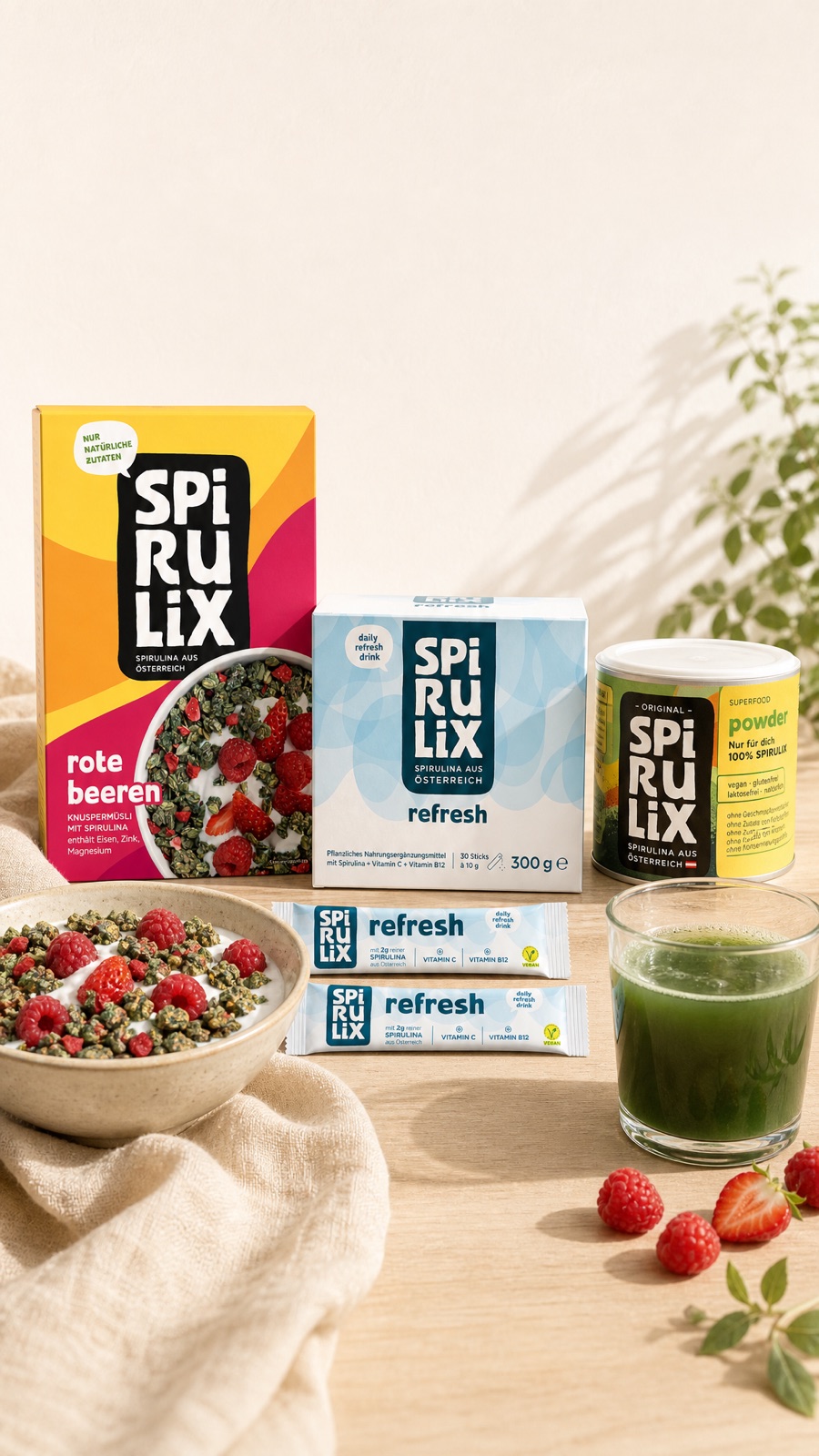 Story — three SKUs on a real table